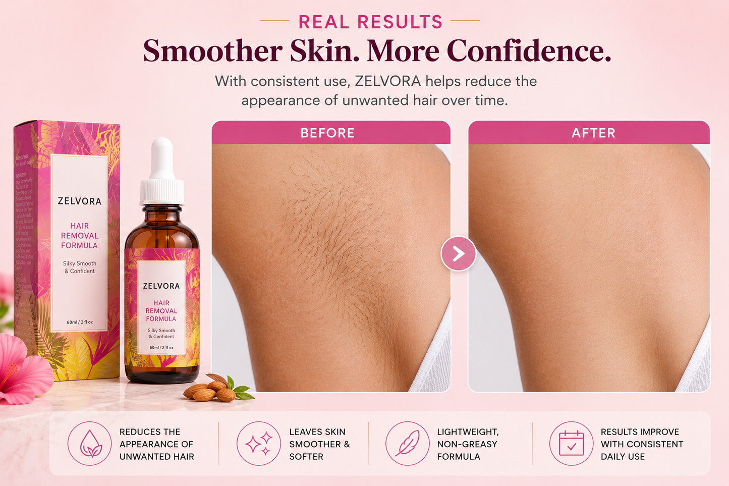ZELVORA™ SmoothSkin Hair Reduction Oil
